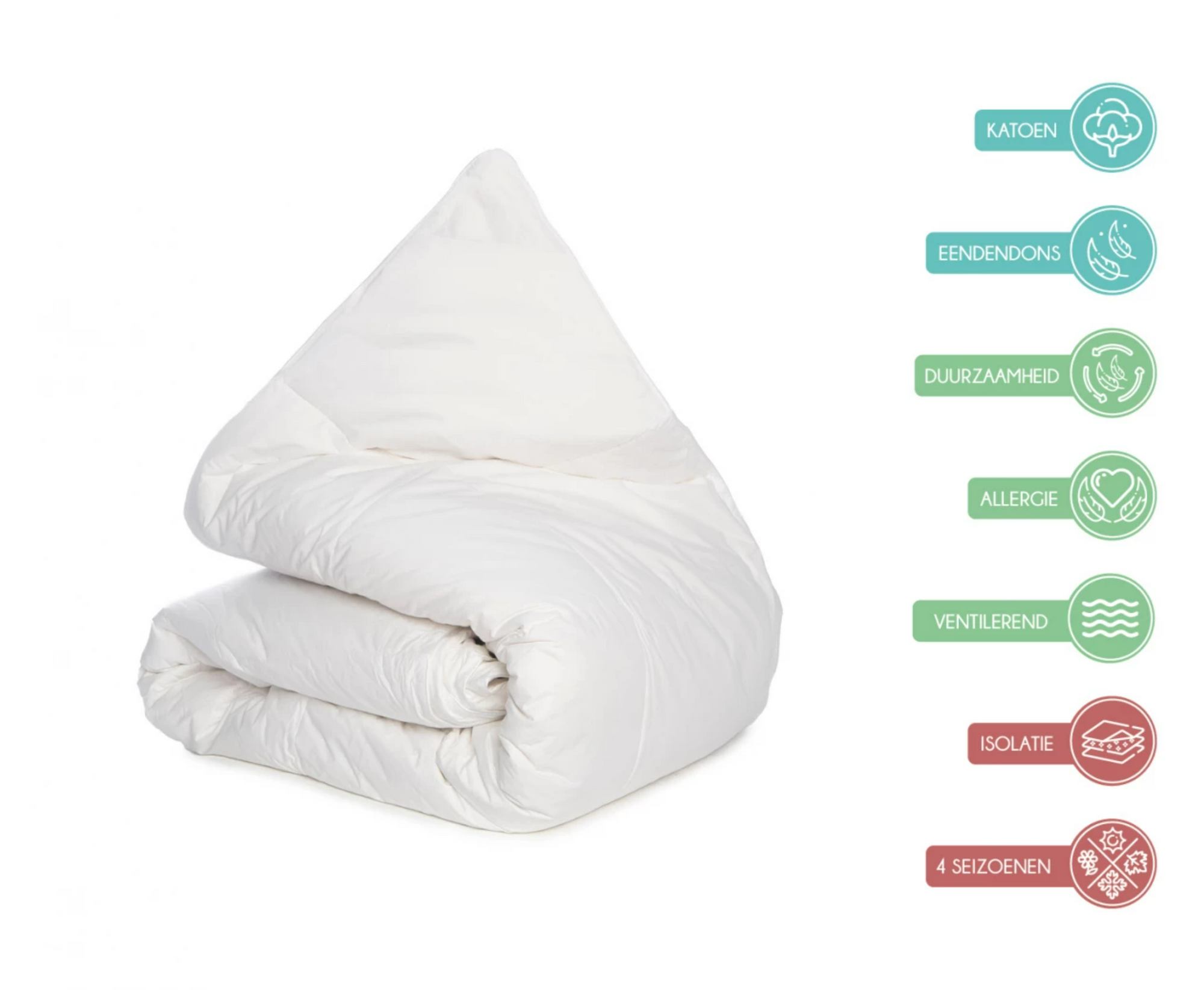 90% Eendenveren Dekbed Wit 4-Seizoenen